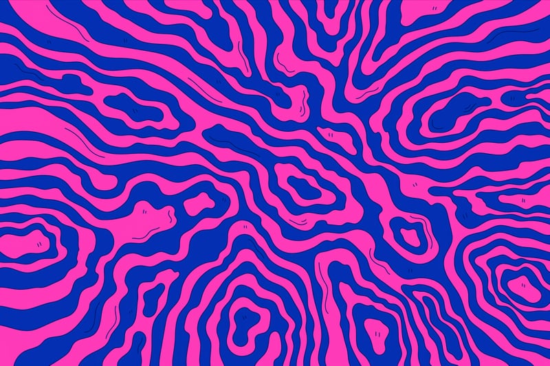 Abstract Pink and Blue Wavy Lines Structure