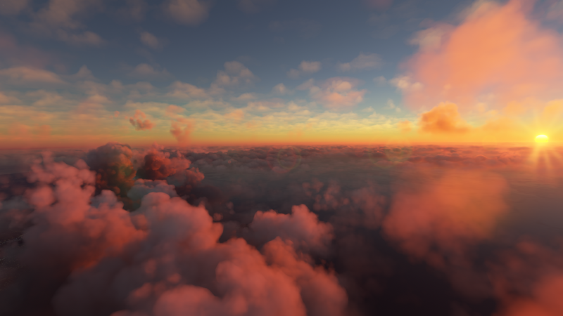 Microsoft Flight Simulator: Sunset over clouds