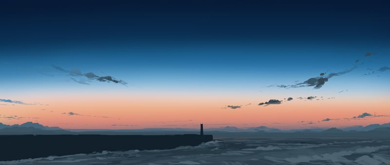 Seascape with Lighthouse at Dusk