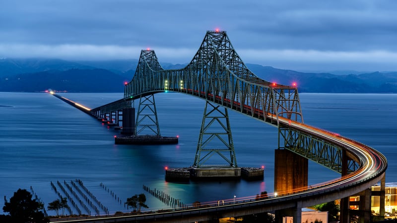 Astoria-Megler Bridge over the Columbia River at Dusk