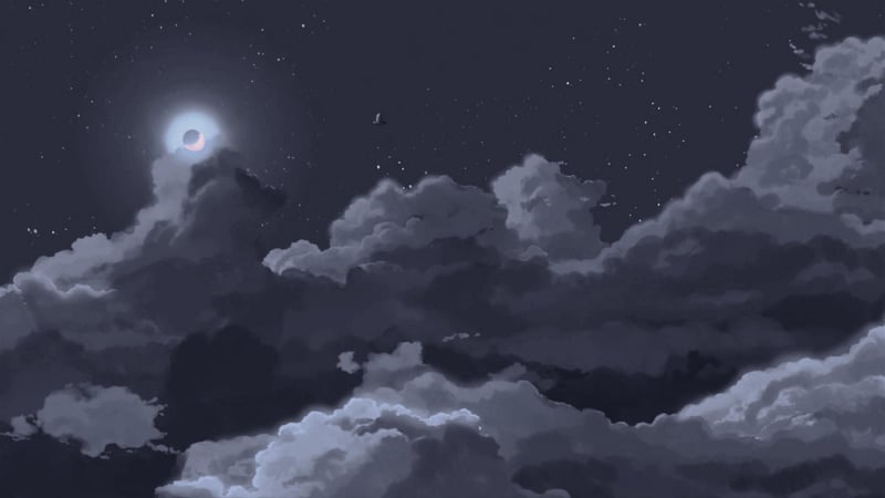 Night sky with moon and clouds