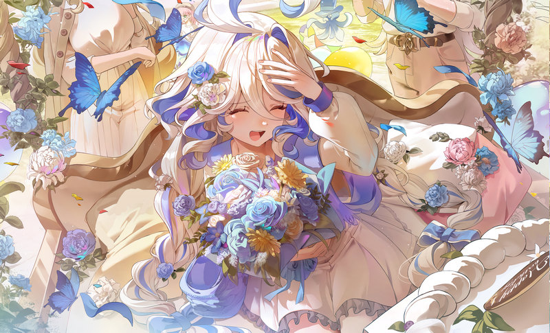 Genshin Impact: Charlotte, Furina, Navia, and Neuvillette with Butterflies