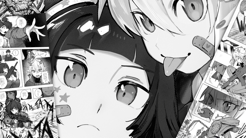 Speech bubble with anime characters and manga panels