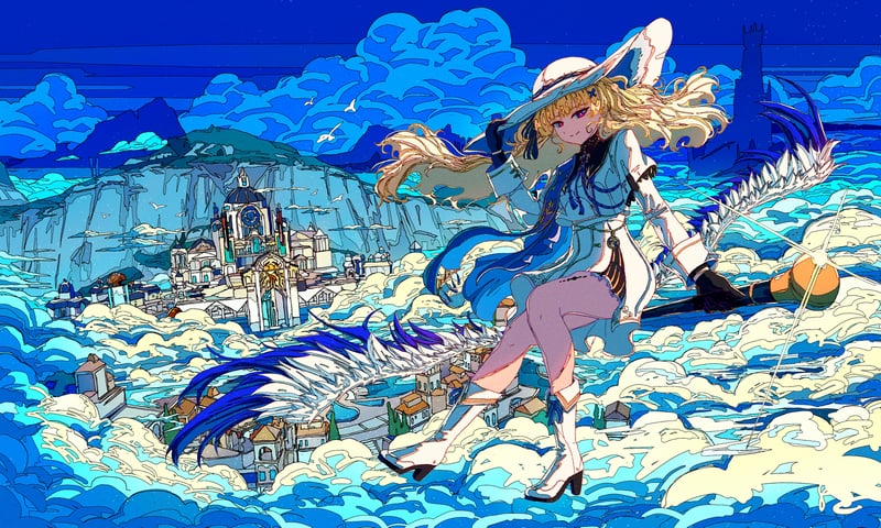Phoebe (Wuthering Waves) with a dragon-like creature
