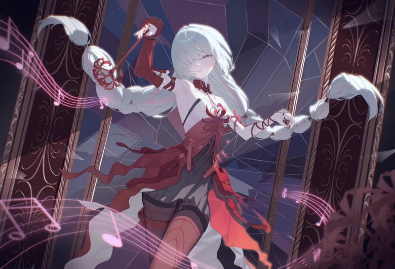 Phrolova conducting music with musical notes