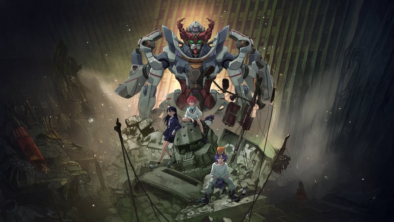Mobile Suit Gundam GQuuuuuuX with characters and debris
