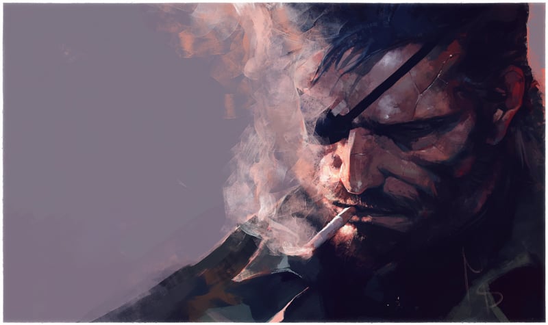 Metal Gear Solid video game art of a man smoking