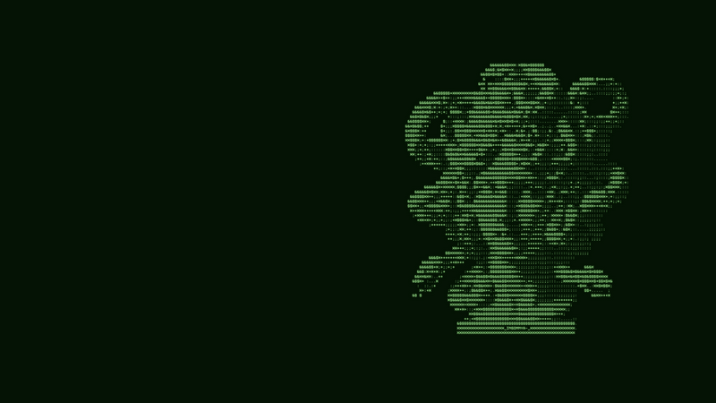 Medusa ASCII art on a dark green background