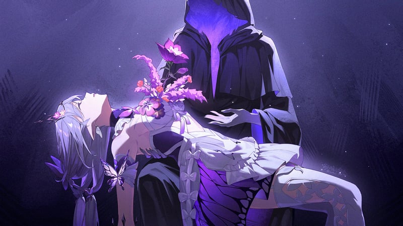 Honkai: Star Rail: Castorice held by a cloaked figure
