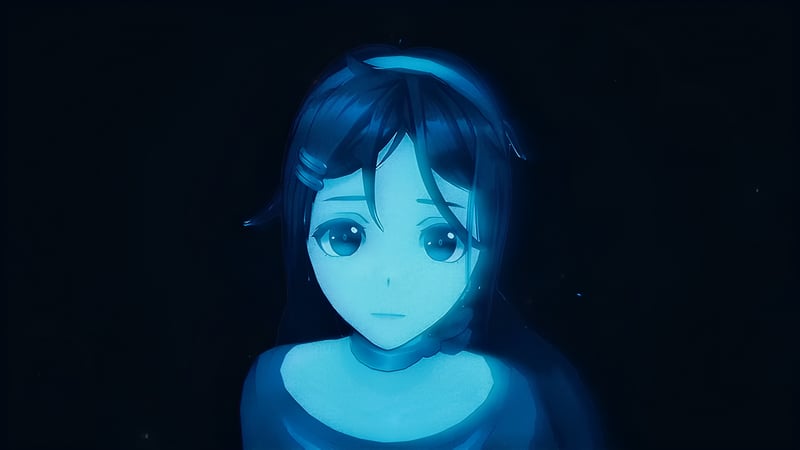 Mita (MiSide) appears as a blue hologram