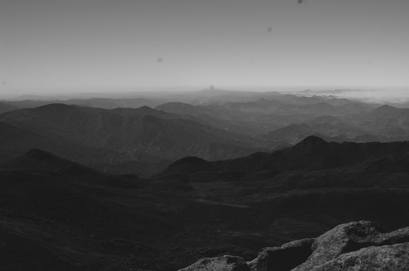 Monochrome mountain landscape in Brazil, South America