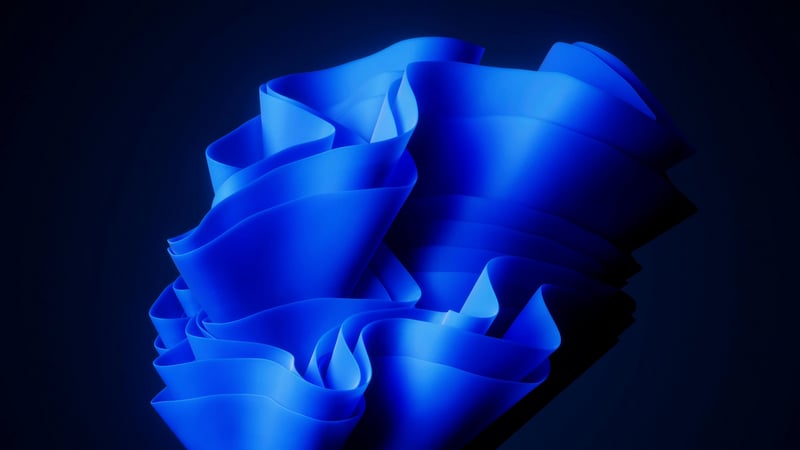 Abstract blue ribbon shape on dark background