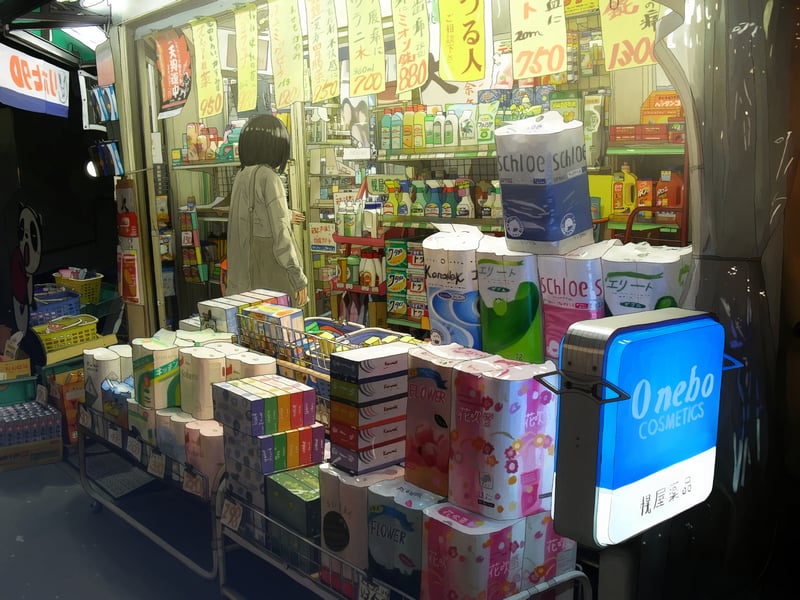 Anime girl in a convenience store