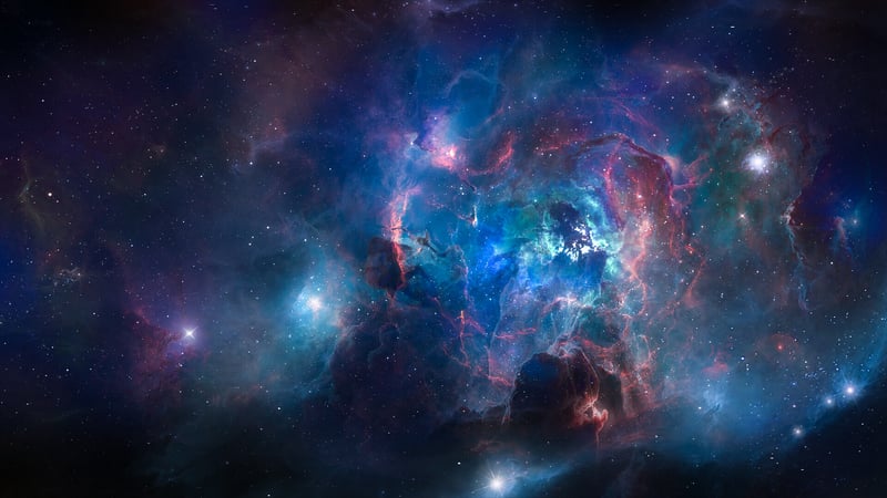 Digital art of a colorful nebula with stars