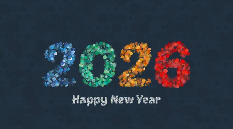 Happy New Year 2026 colorful text