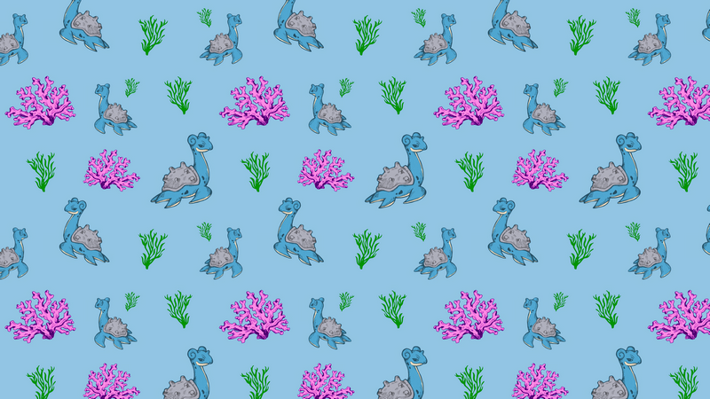 Pokémon Lapras pattern with coral and seaweed