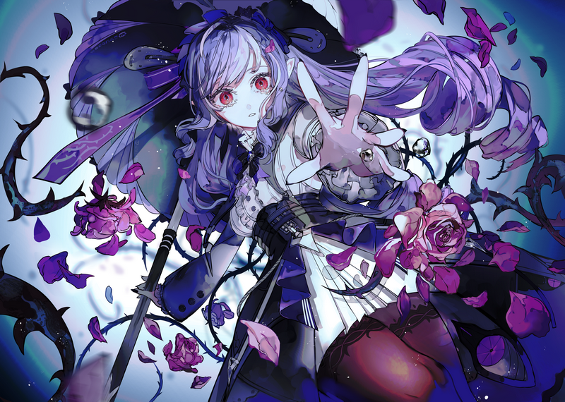 Vivian from Zenless Zone Zero with roses and umbrella