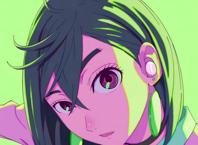 Dandadan Momo Ayase anime girl with earphones