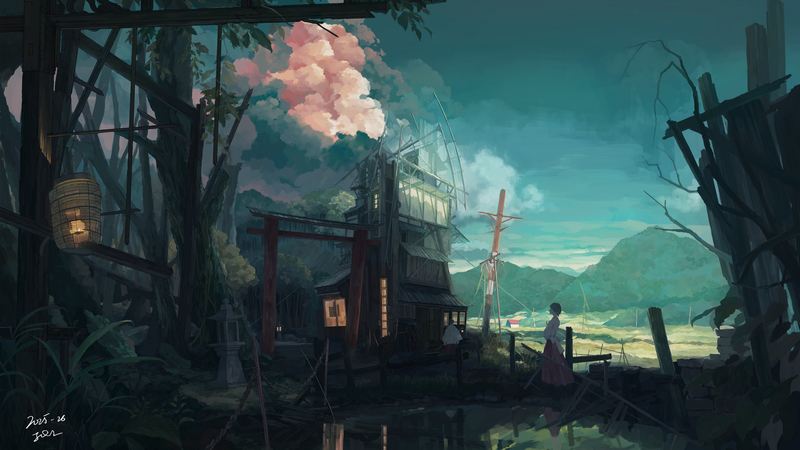 Miko at a Shinto Shrine by Jeff Qu Liu