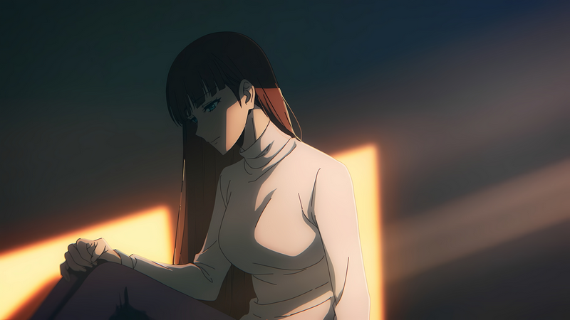 Solo Leveling anime girl sitting in light