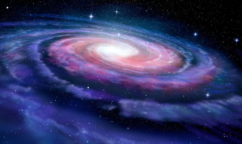 Spiral galaxy with colorful nebula and stars
