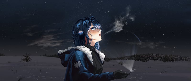 Astesia from Arknights in a Winter Night