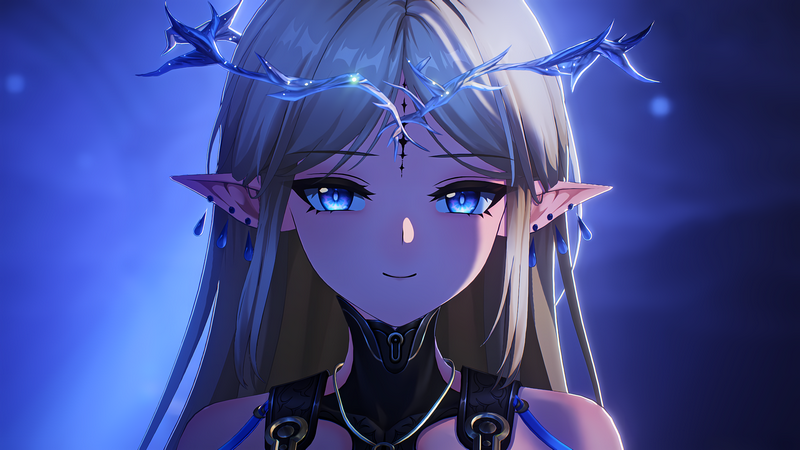 Cartethyia from Wuthering Waves with a blue crown