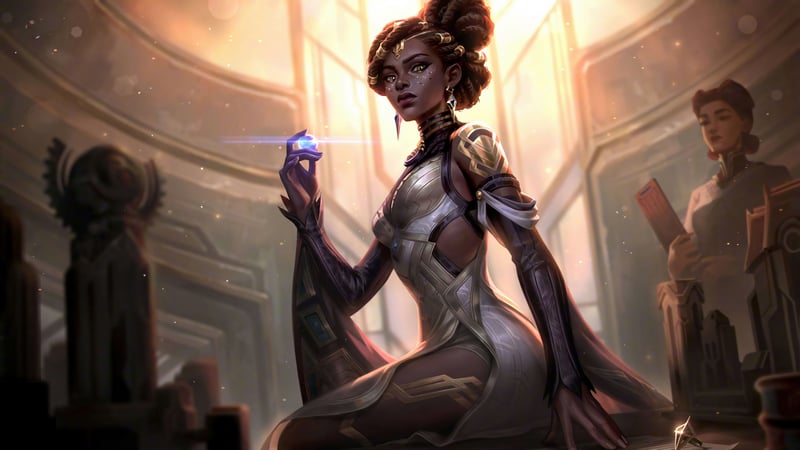 Mel from League of Legends holding a glowing gem