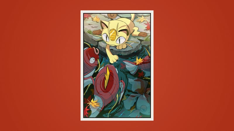Meowth and Magikarp in a stream