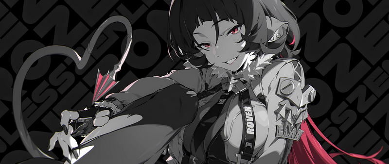 Jane Doe (Zenless Zone Zero) with red eyes and animal ears