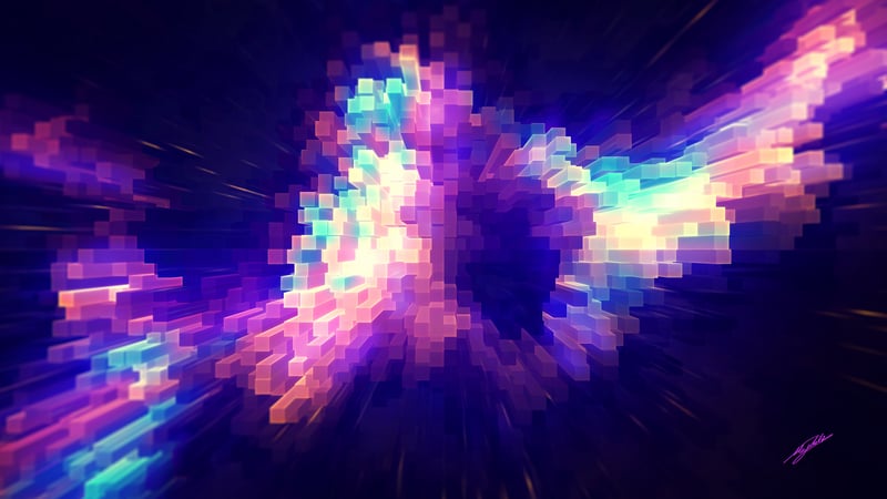 Abstract 3D Cubes with Colorful Glowing Light