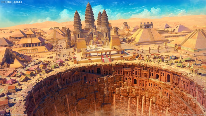 Ancient Egyptian Cityscape with a Giant Crater