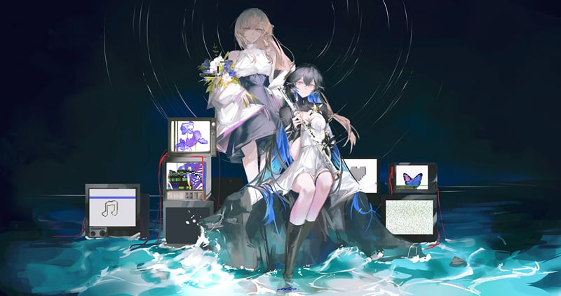 Selena (Punishing: Gray Raven) and another woman with TVs
