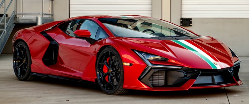 Lamborghini Revuelto in red with Italian flag stripe