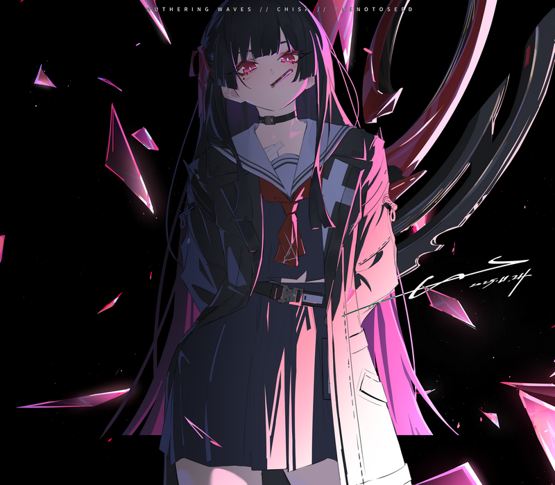 Chisa from Wuthering Waves in a school uniform