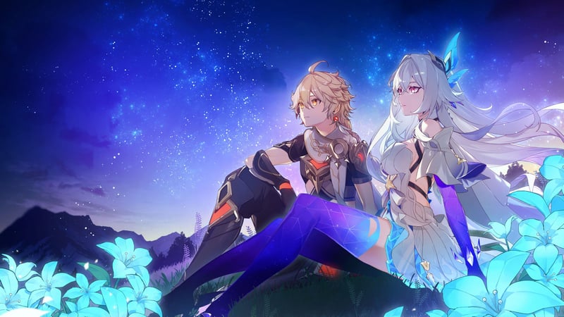 Aether and Skirk under a starry sky