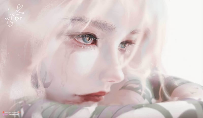 Anime girl with aqua eyes by WLOP