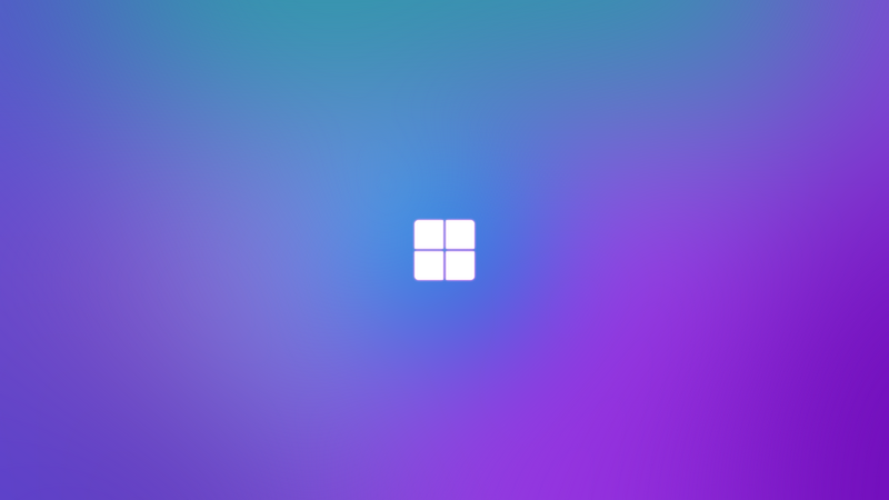 Windows 11 logo on a blurred gradient background
