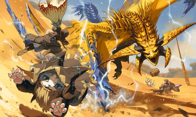 Monster Hunter Wilds: Desert Wyvern and Felyne