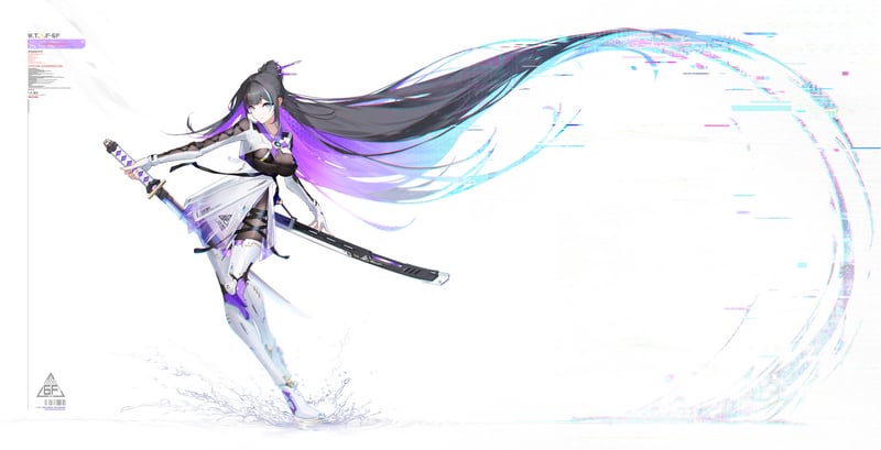 Anime girl with sword and flowing hair