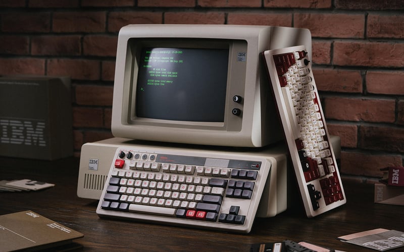 IBM retro computer with mechanical keyboards