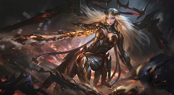 Sci-Fi Cyborg Woman with Mechanical Wings