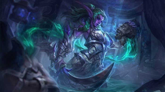 World of Warcraft Elf Holding a Severed Head
