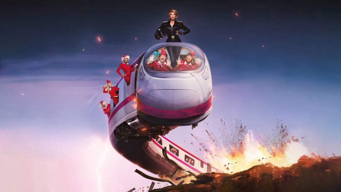 RuPaul on a derailed train in Stop! That! Train!