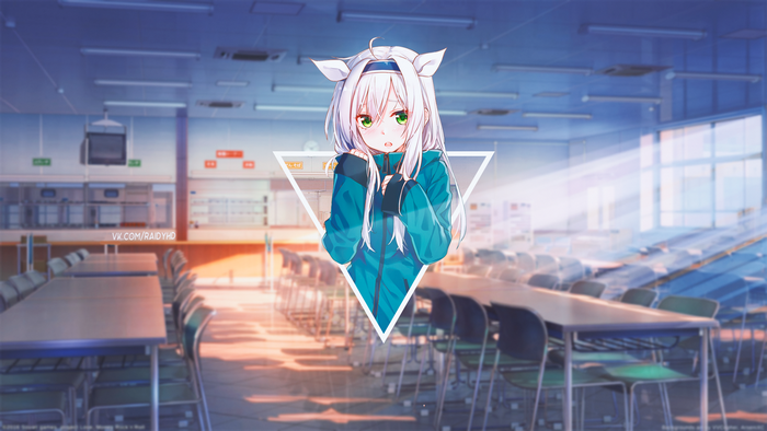 Sistine Fibel with Green Eyes in School Cafeteria