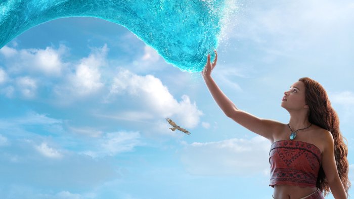 Moana Reaching for the Ocean Wave in Live-Action Movie
