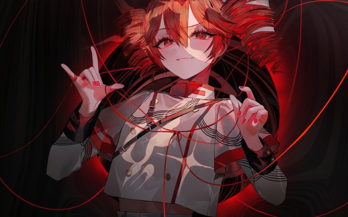 Kasane Teto from UTAU holding red strings