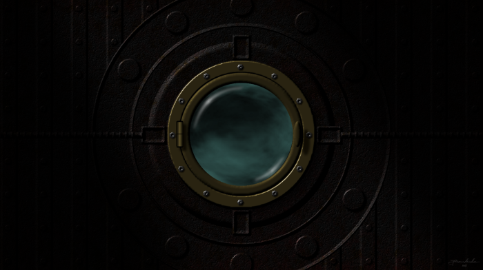 Industrial Metal Porthole Window on a Submarine