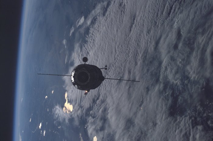 Russian Pirs Docking Compartment in Orbit Above Earth