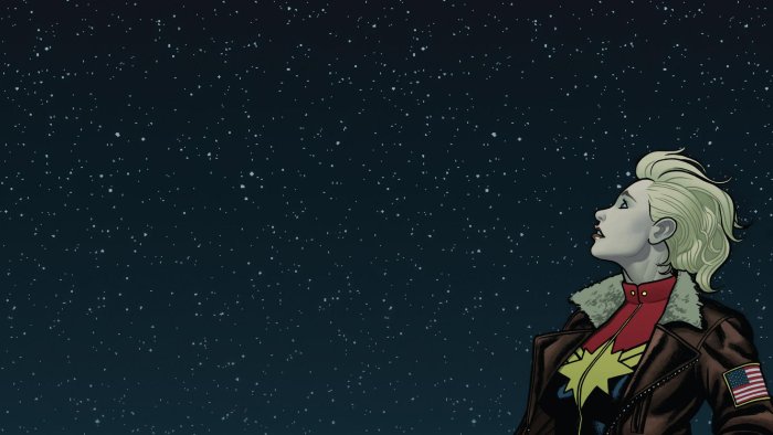 Captain Marvel Carol Danvers Looking at Starry Sky